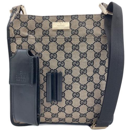 GUCCI ブラック サコッシュ 中古・古着通販】GUCCI (グッチ) サコッシュ ベージュ×ブラック