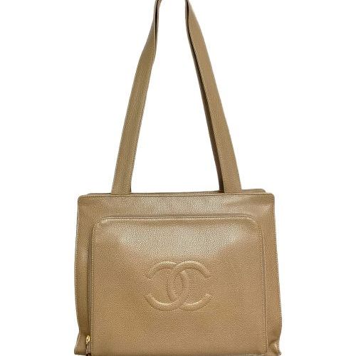 中古・古着通販】CHANEL (シャネル) COCO Mark Leather Tote Bag（ココマークレザートートバッグ） オリーブ  サイズ:-｜ブランド・古着通販 トレファク公式【TREFAC FASHION】スマホサイト