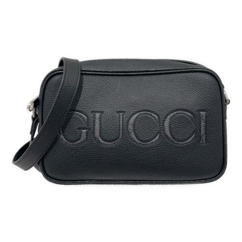 中古・古着通販】GUCCI (グッチ) ロゴレザーショルダーバッグ ブラック