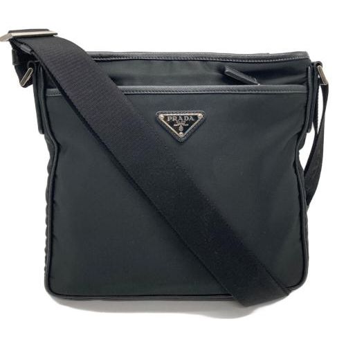 未使用品✨プラダ　ショルダーストラップ　ナイロン　レザー　ブラック　黒　シルバー 未使用品✨プラダ ショルダーストラップ ナイロン レザー ブラック 黒