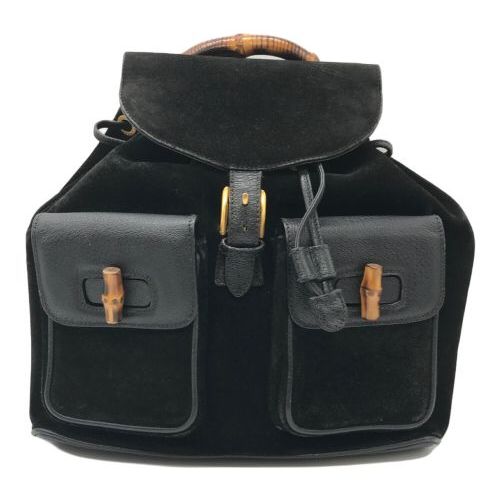 中古・古着通販】GUCCI (グッチ) バンブースウェードリュック ブラック