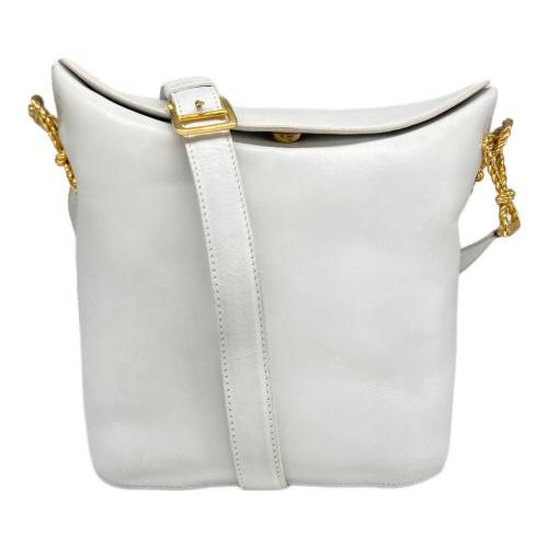 【5pa0961】セリーヌ ショルダーバッグ レザー ホワイト シルバー金具【中古】レディース 中古・古着通販】CELINE (セリーヌ) ロープストラップショルダーバッグ