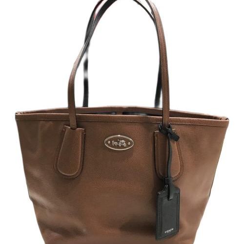 COACH ブラウン レザートートバッグ 中古・古着通販】COACH (コーチ) タクシーレザートートバッグ