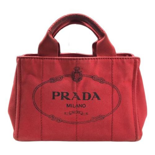 中古・古着通販】PRADA (プラダ) キャンバスハンドバッグ レッド