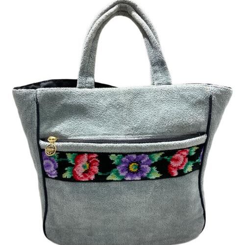 FEILER ベージュ　巾着バック　花と鳥刺繍 バッグ feiler ・フェイラー バッグ FEILER 手付き巾着 きんちゃく