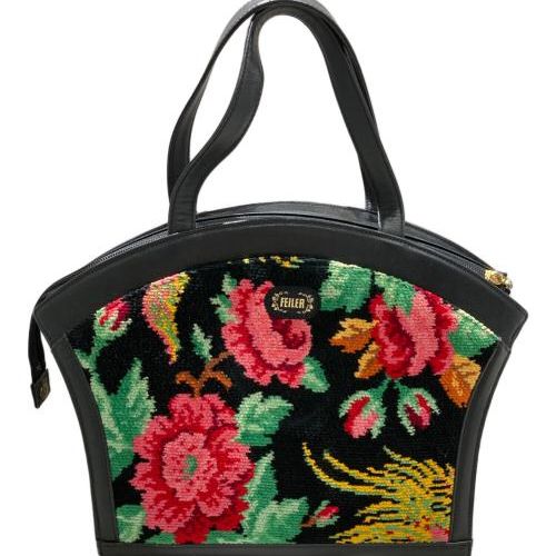 中古・古着通販】FEILER (フェイラー) 花柄ハンドバッグ ブラック