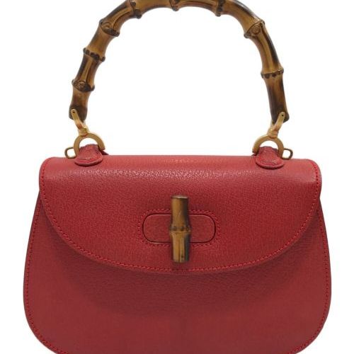 中古・古着通販】GUCCI (グッチ) バンブーハンドバッグ レッド