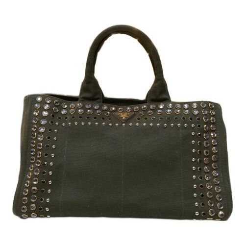 中古・古着通販】PRADA (プラダ) カナパ スタッズトートバッグ カーキ