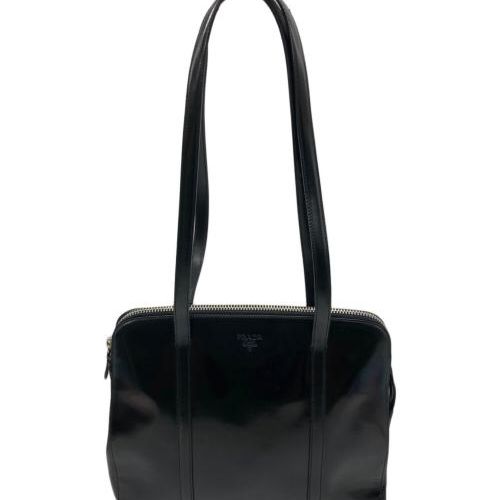 中古・古着通販】PRADA (プラダ) エナメルハンドバック ブラック 中古・古着通販】PRADA (プラダ) エナメルハンドバック ブラック