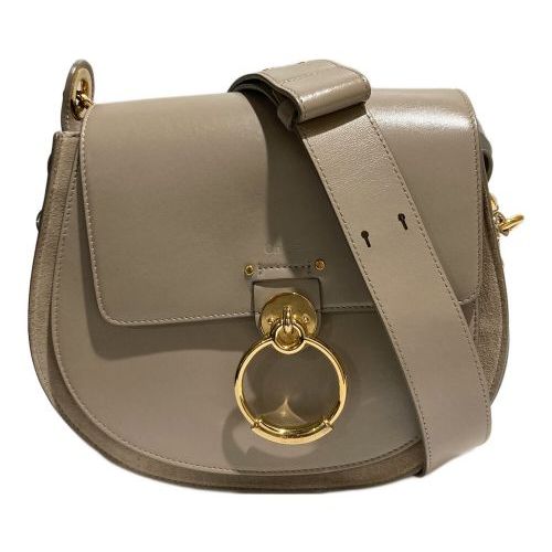 Chloé Small Tess Bag in Shiny & Suede Leather in Motty grey