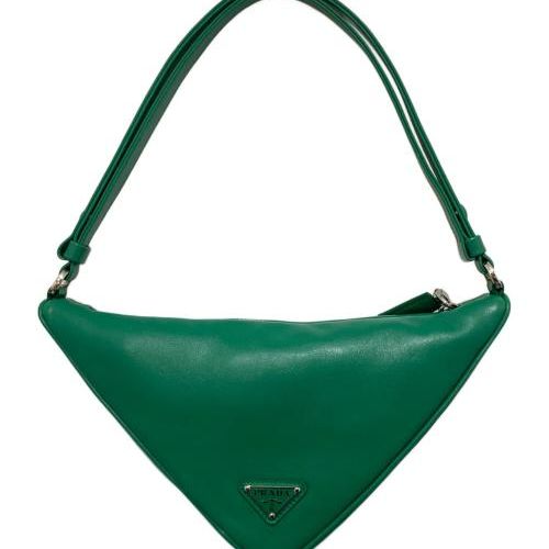PRADA トライアングルバッグ グリーン triangle 訳あり 中古・古着通販】PRADA (プラダ) トライアングル カーフレザー