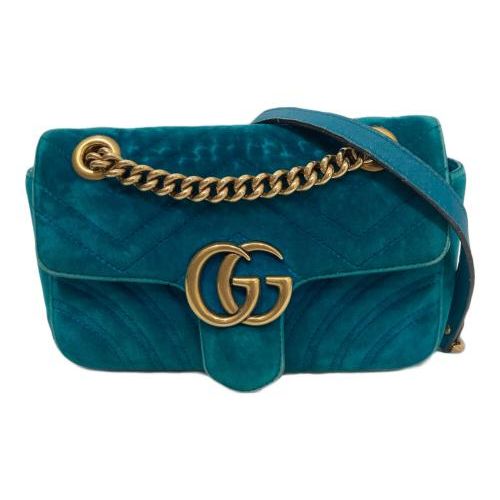 GUCCI　ベルトバッグ　グッチ　GGマーモント　ベルベット　グリーン 未使用 展示品】グッチ GUCCI GGマーモント ベルト ボディ ウエスト