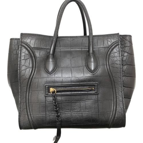 中古・古着通販】CELINE (セリーヌ) クロコ型押しハンドバッグ レザー
