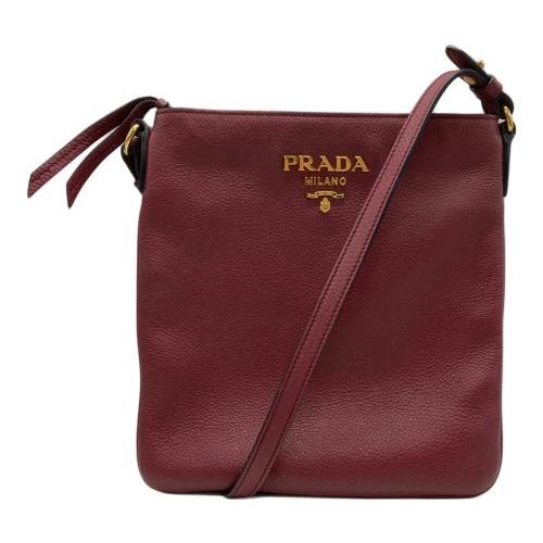 PRADA ボルドー　ハンドバッグ 中古・古着通販】PRADA (プラダ) CERISEレザーショルダーバッグ