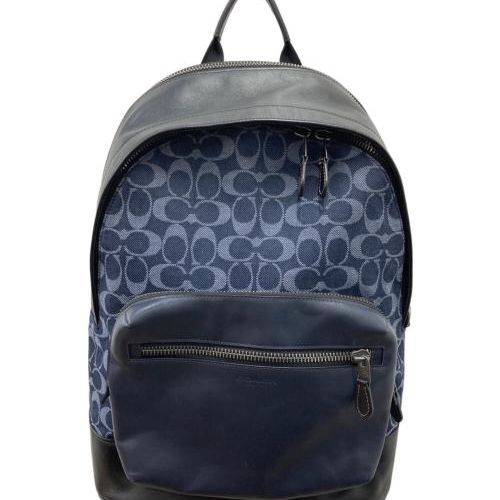 中古・古着通販】COACH (コーチ) シグネチャーレザーリュック ネイビー