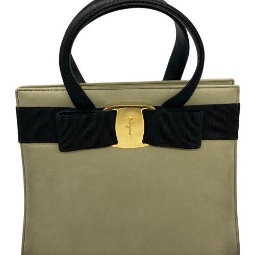 サルヴァトーレフェラガモ　フリル　ハンドバッグ　ヴァラリボン　ベージュ フェラガモ トートバッグ/ハンドバッグ/ショルダーバッグ バッグ