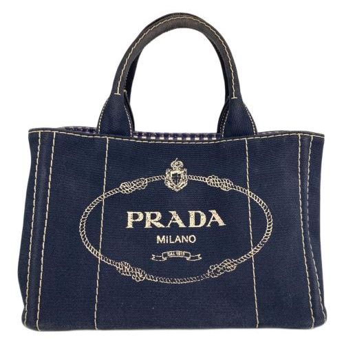 プラダ PRADA カナパ 2Way ショルダー ハンドバッグ デニム ブルー