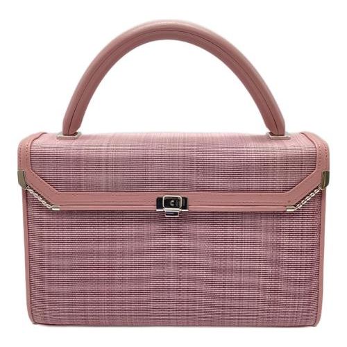 【未使用級】COMTESSE ホースヘア×レザー ローズピンク ハンドバッグ 未使用級】COMTESSE ホースヘア×レザー ローズピンク ハンドバッグ