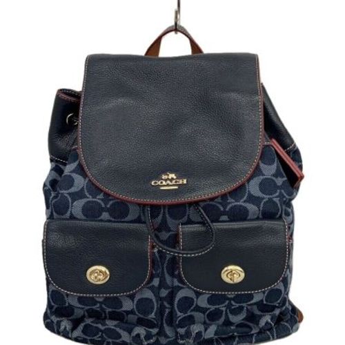 COACH(コーチ) / シグネチャー/レザーコンビ/リュック/キャンバス/BLU