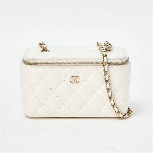 CHANEL マトラッセ バニティバッグ ホワイト ゴールド キャビアスキン 