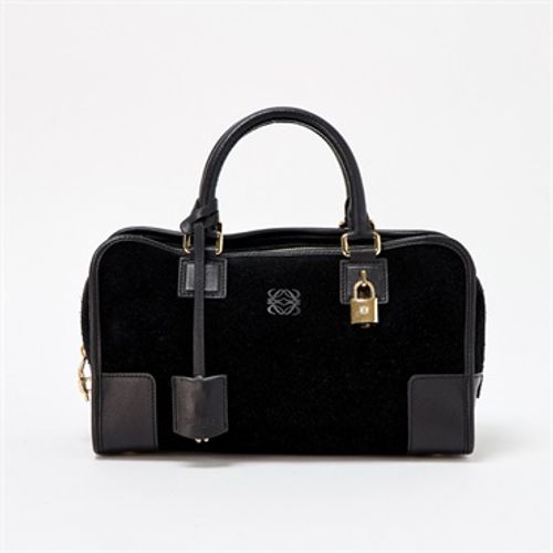 LOEWE アマソナ 28 ハンドバッグ ブラック ゴールド スエード | MixTHINKS（ミックスシンクス） ｜  中古ブランド品・ブランド古着のセレクトショップ