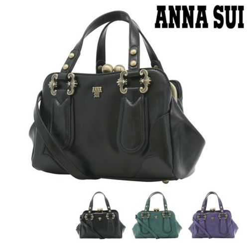 ク*ミ様 希少　ANNA SUI　アナ・スイ　ハンドバッグ　がま口　グランジ　ダ 美品 ANNA SUI アナスイ がま口 ハンドバッグ チャーム付 総柄