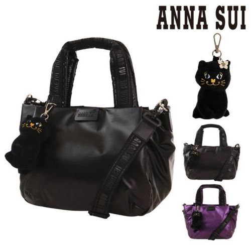 【新品　未使用】アナスイ　バッグ　ネコ　2way アナスイ（ANNA SUI）チャーミーズねこモチーフ2WAYかごバッグ
