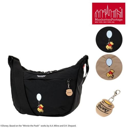 マンハッタンポーテージ くまのプーさん コラボ POOH プーさん メッセンジャーバッグ メンズ レディース MP2409TSPH25 Manhattan Portage 軽量 おしゃれ かわいい ペットボトル収納可能 オリジナルチャーム付き 斜めがけ 肩掛け マンハッタンポーテージ くまのプーさん コラボ POOH プーさん