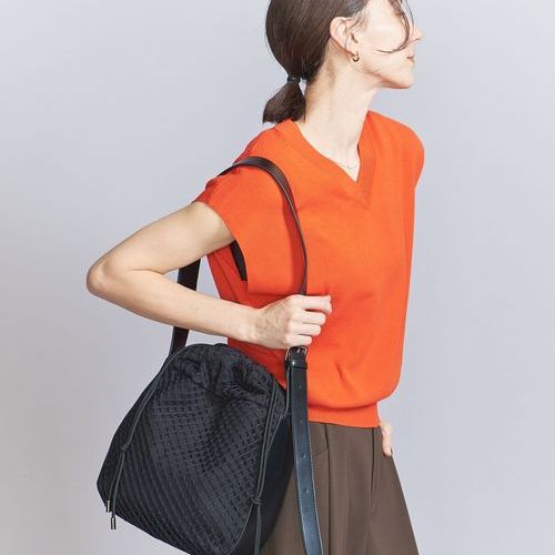 レザーライク×メッシュ コンビ ショルダーバッグ