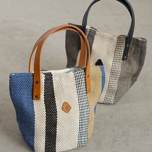 【美品】CLEDRAN ストライプレザー ミニ　スクエアトート cl3653_1.jpg