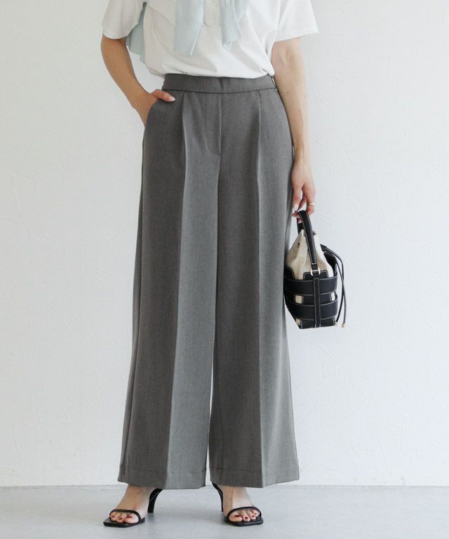 センタープレスタックワイドパンツ ◇送料無料【KKfashionさん