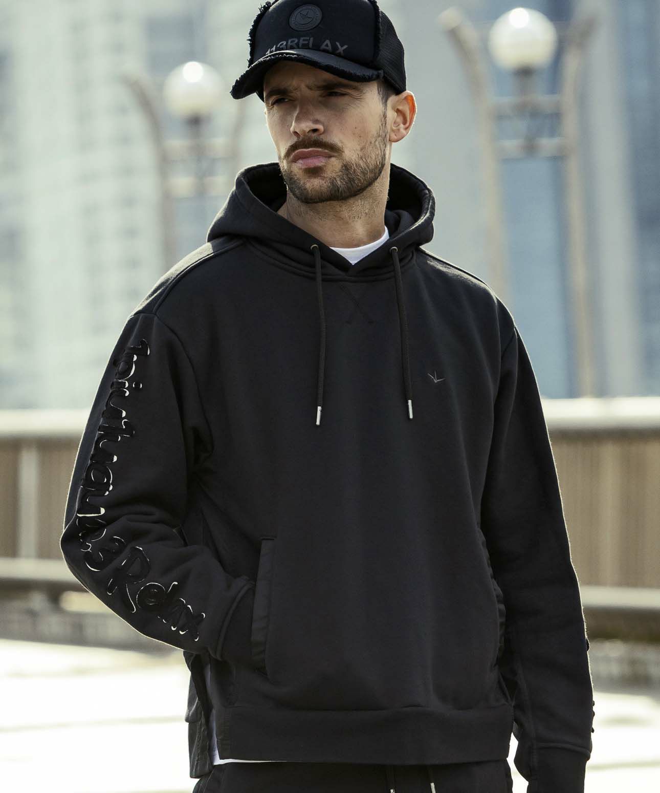 Y-3 ブラック フード付きパーカー XL