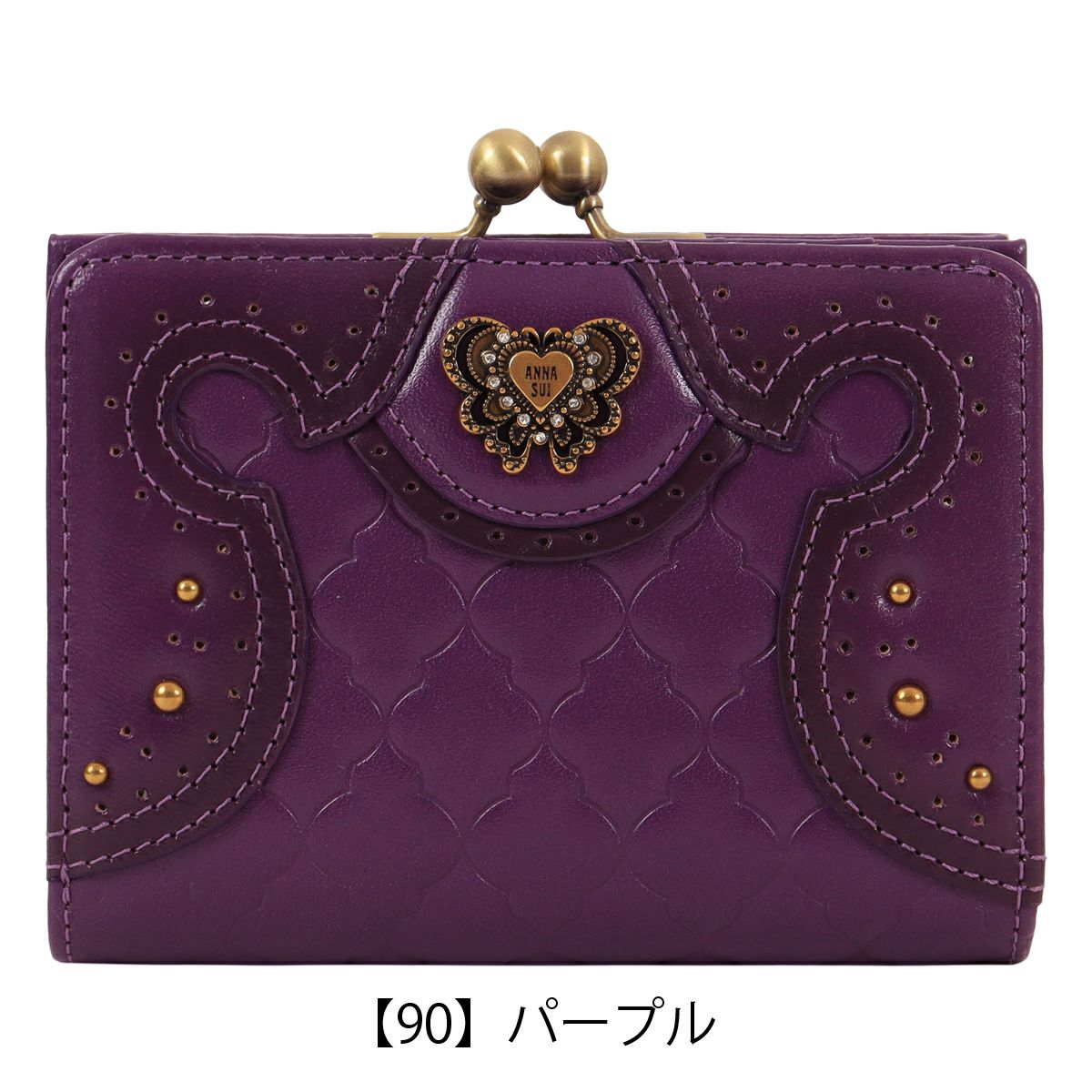 ANNASUI アナスイ レザー がま口 二つ折り 長財布 札入れ 小銭