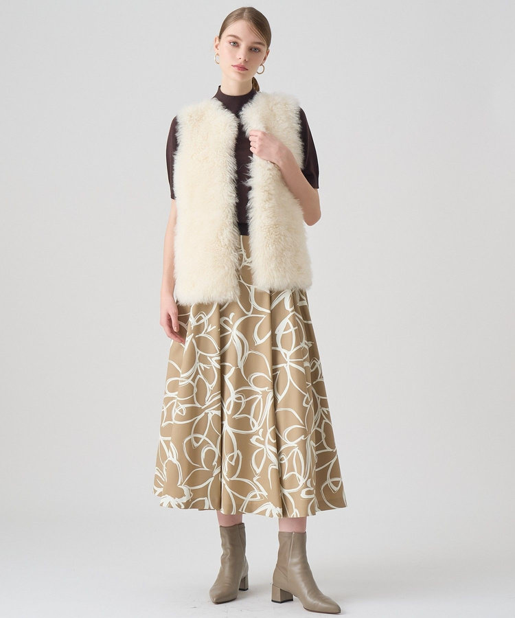 美品　ANAYI アナイ　ウールカシミヤ　FOXファー付き　ライトグレーストール 美品 ANAYI アナイ ウールカシミヤ FOXファー付き ライトグレー
