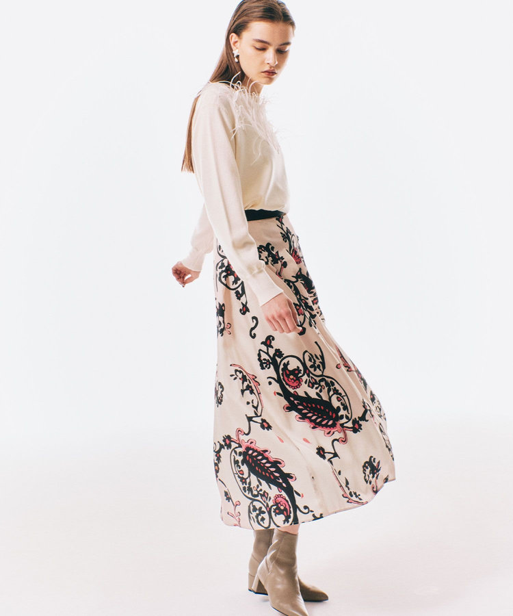 近年【新品未使用】ANAYI アナイ ビッグフラワープリントタックフレアスカート 5.9万♡ANAYIアナイ♡2022ビックフラワープリントタックフレア