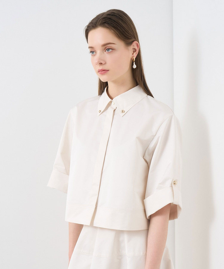 ANAYI - 良品 24SS ANAYI アナイ エコナットツイルクロップドシャツ 2WAY ショートブルゾン 10241713370 36 ホワイト レディース 古着 中古 USED セットアップ対応商品】エコナットツイルクロップドシャツ|ANAYI