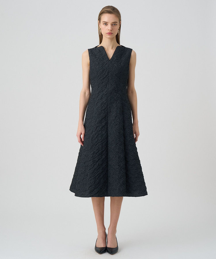 【NEW限定品】 ドットジャガードデコルテスリットワンピース|ANAYI OFFICIAL ワンピース