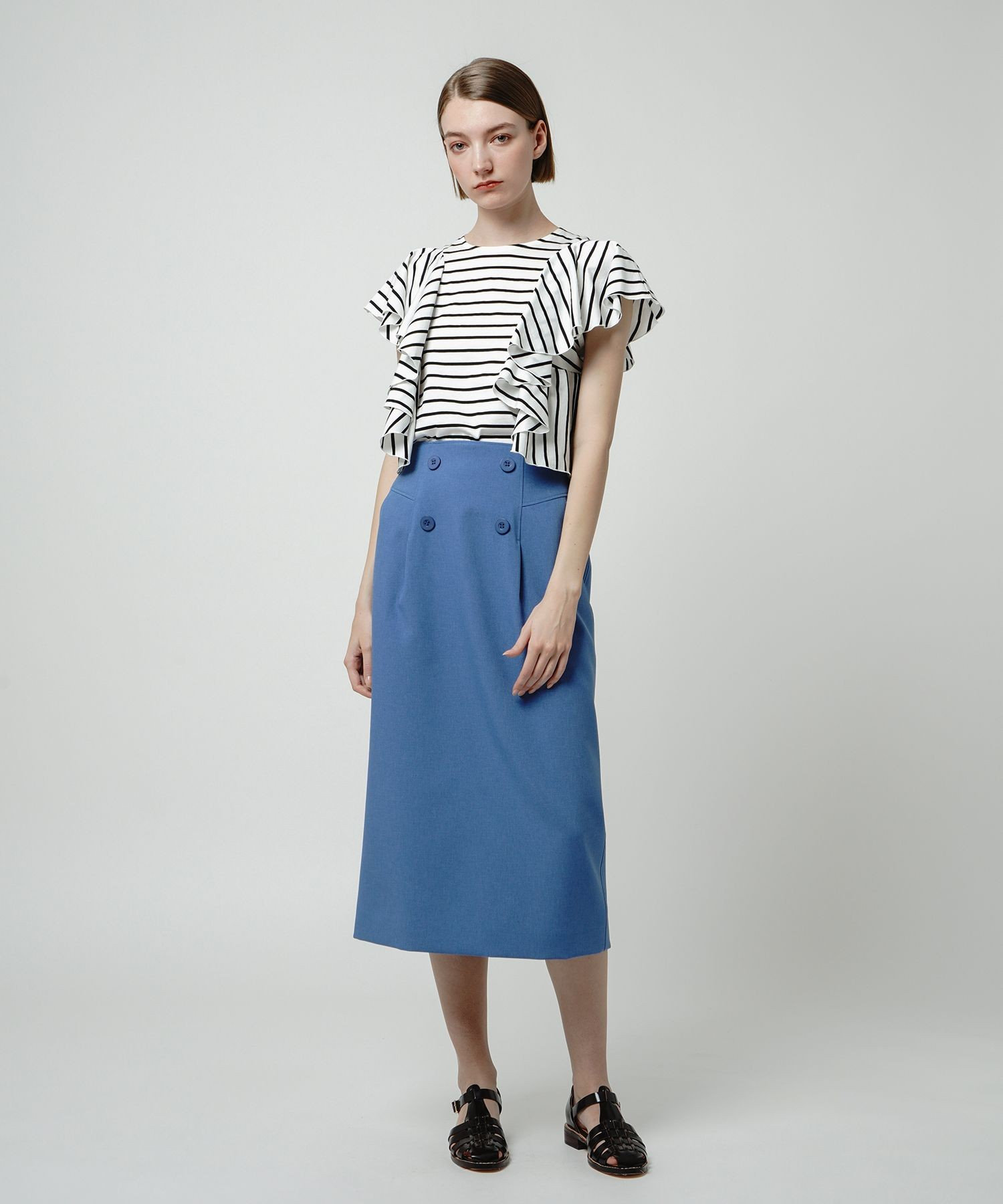 NATURAL BEAUTY BASIC｜フロントボタンナロースカート | Rakuten