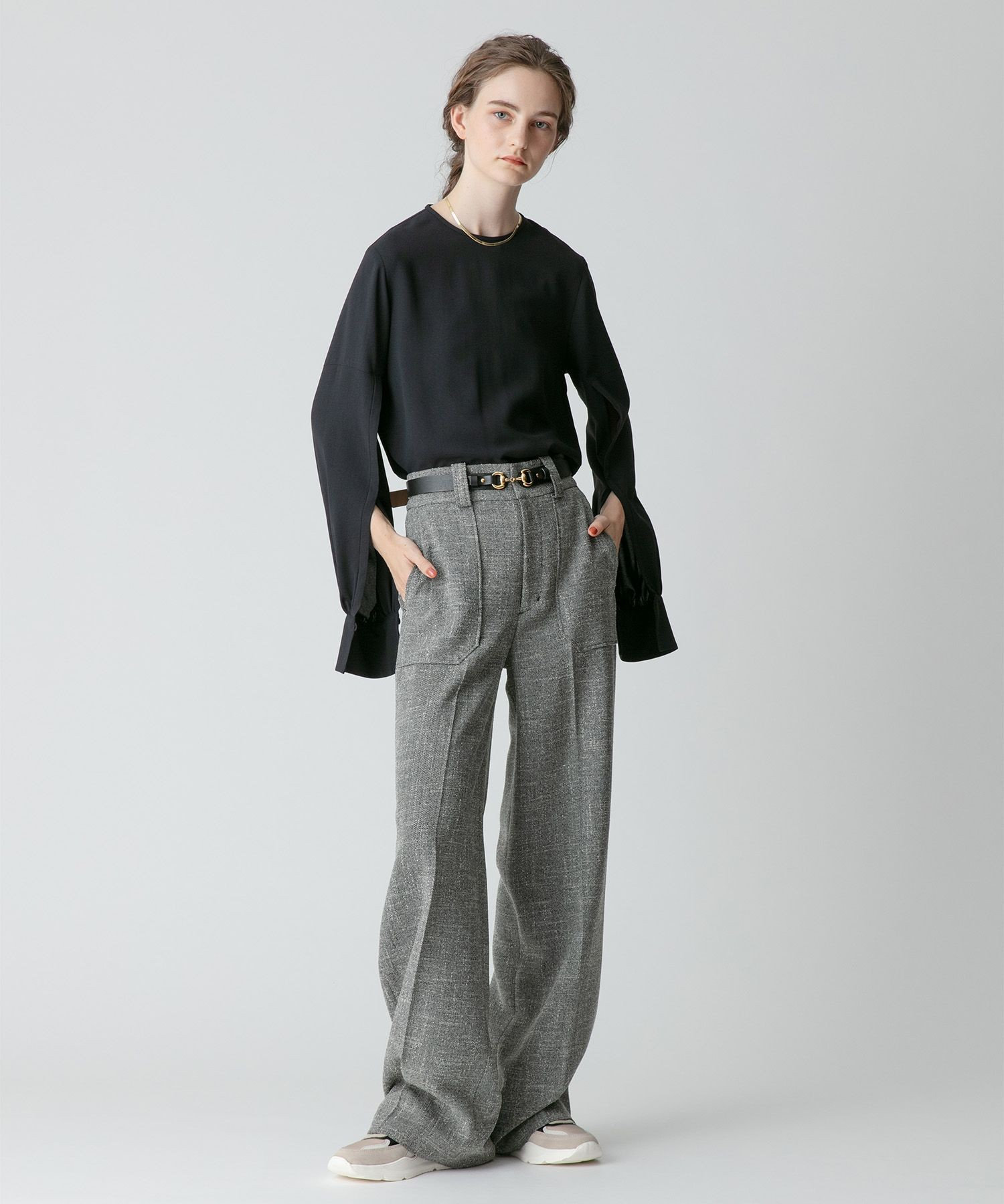 【期間限定特価】 セットアップ対応商品】ノンウールツイードワイドパンツ パンツ