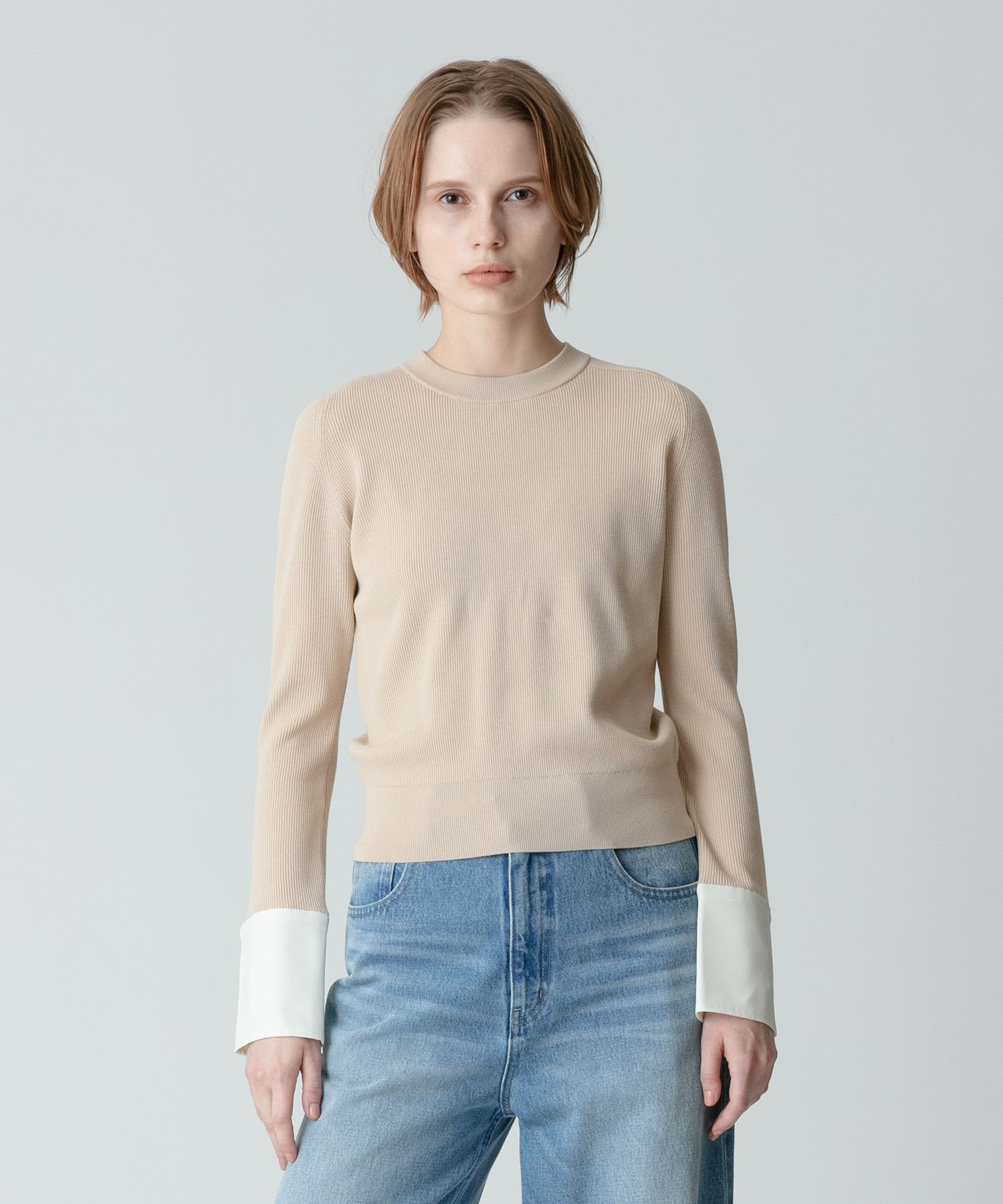 allureville シャツカフスコンビプルオーバー 20241016130_7242256d019e97d450