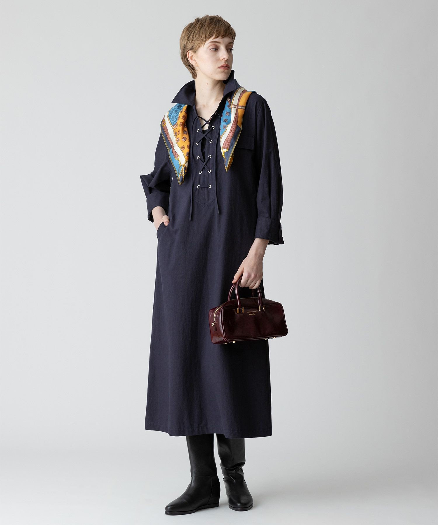 美品　LOEFF シャツワンピース 日本製]バンドカラーシャツワンピース(ワンピース) | GIANNI LO