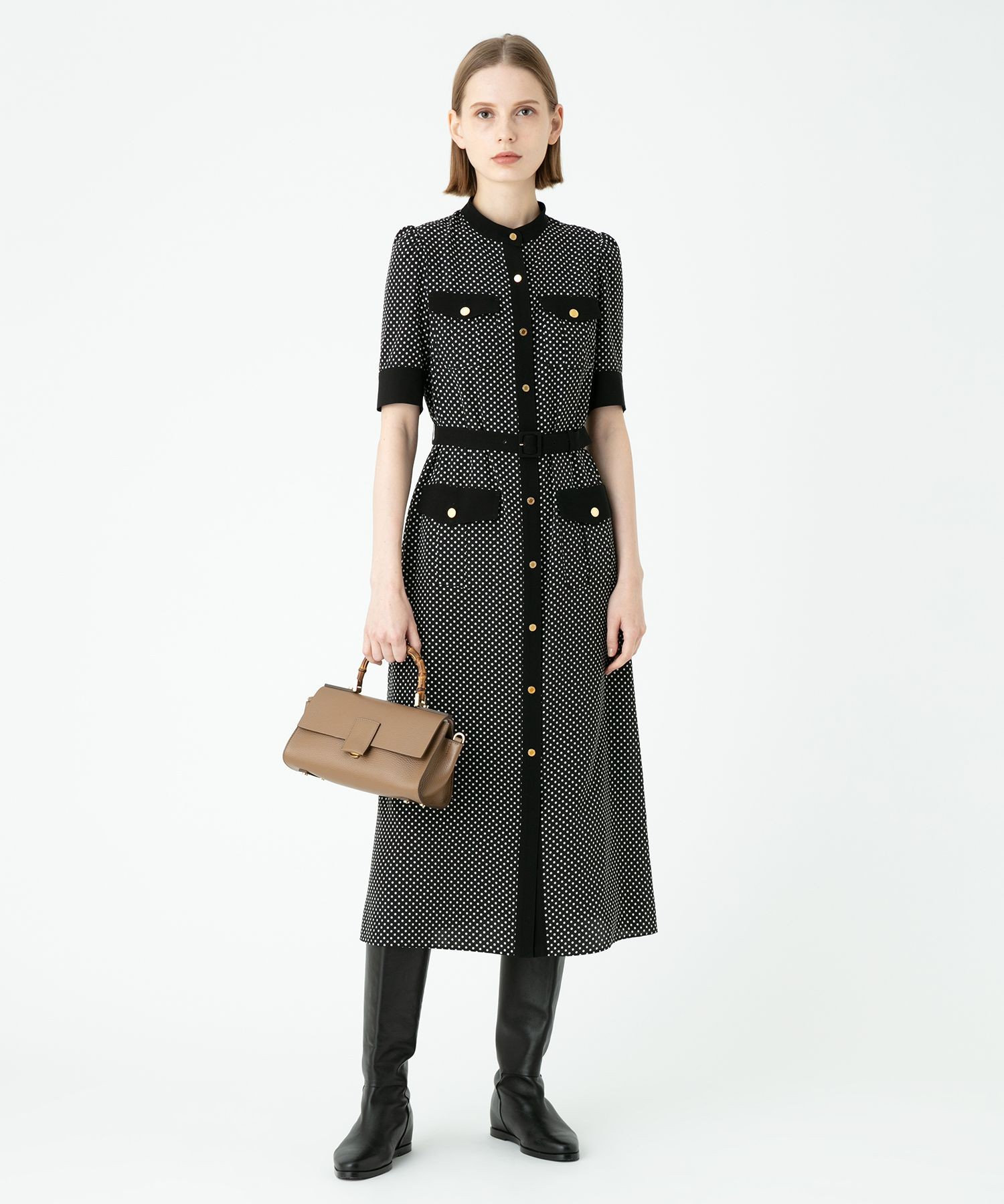 LOULOU WILLOUGHBY デシンドットフリルボウタイワンピース 【公式通販】