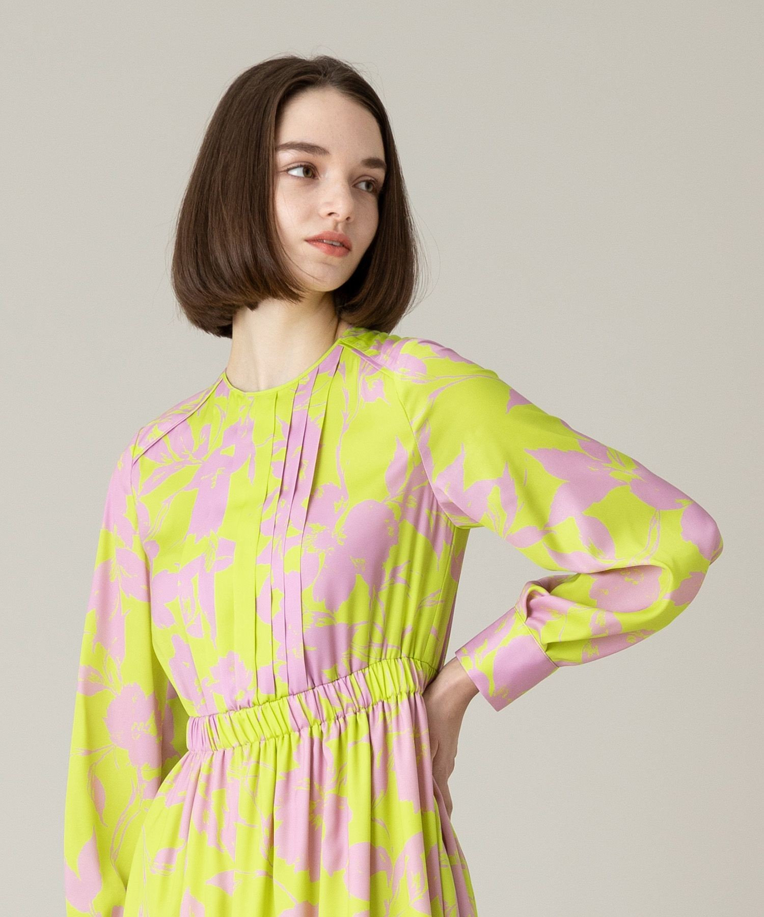 フラワーモチーフ ロング ワンピース フェミニン フレア S-XL フラワーキャットロングワンピース | レディース服・レディース