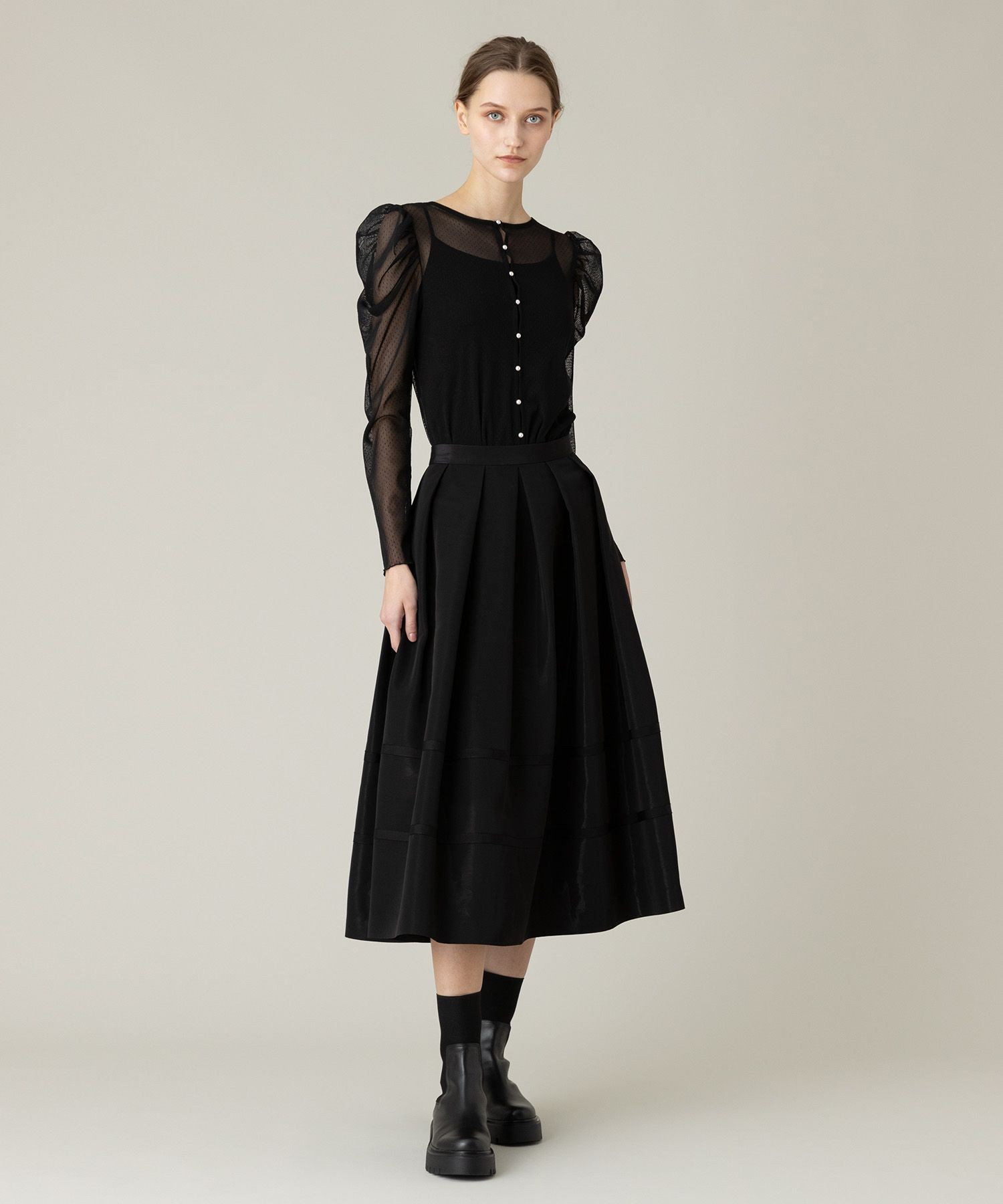 LOULOU WILLOUGHBY ギンガムランダムタックスカート trim_ofalv_item188eaee29a4711e