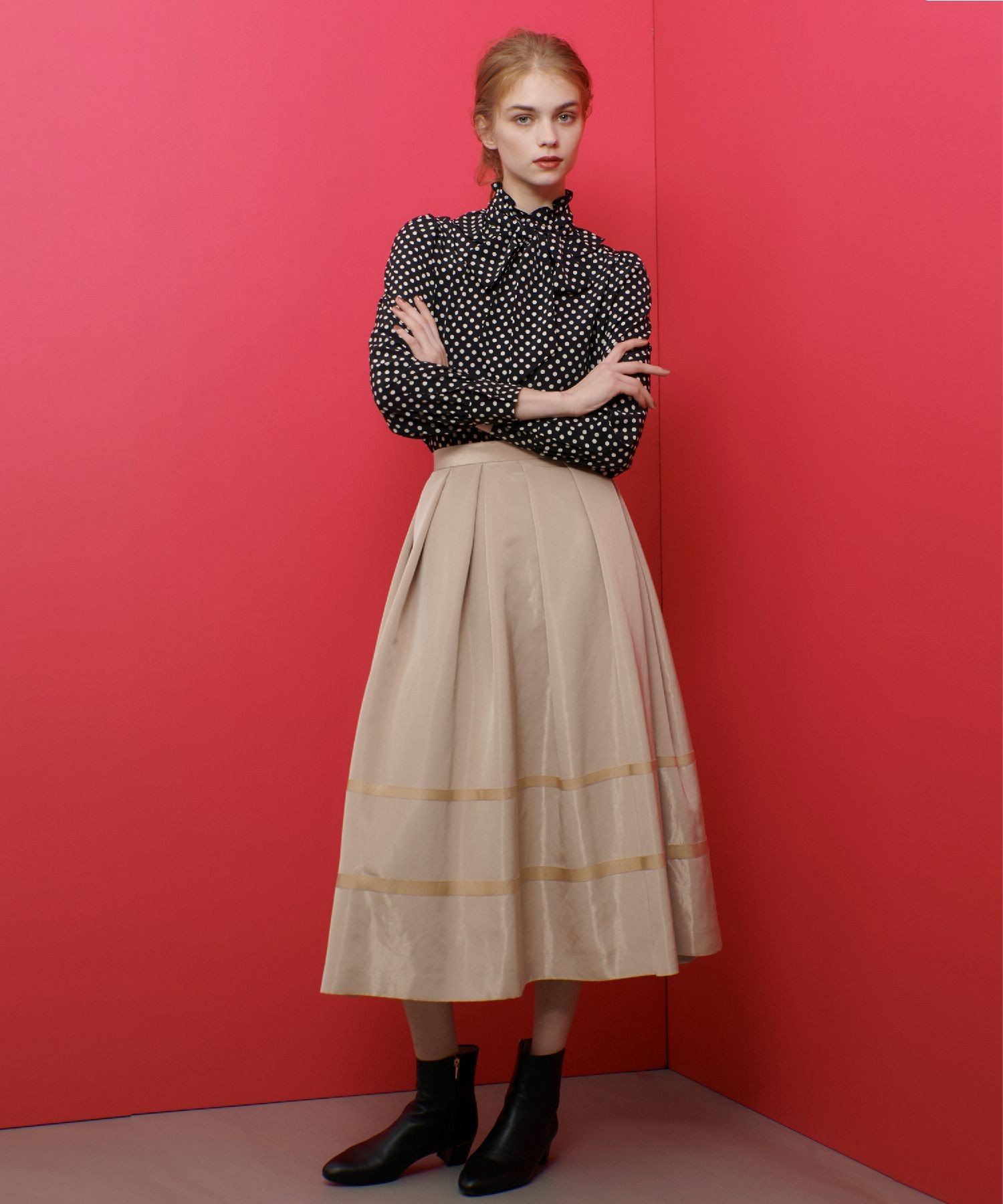 LOULOU WILLOUGHBY】◇デシンドットフリルボウタイブラウス