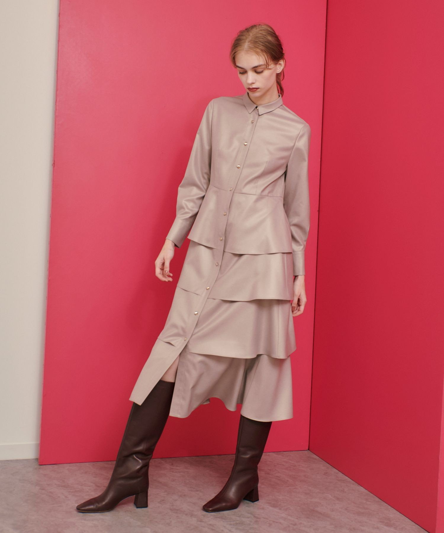 百貨店福袋 LOULOU WILLOUGHBY】グロッシーツイルティアードワンピース ワンピース