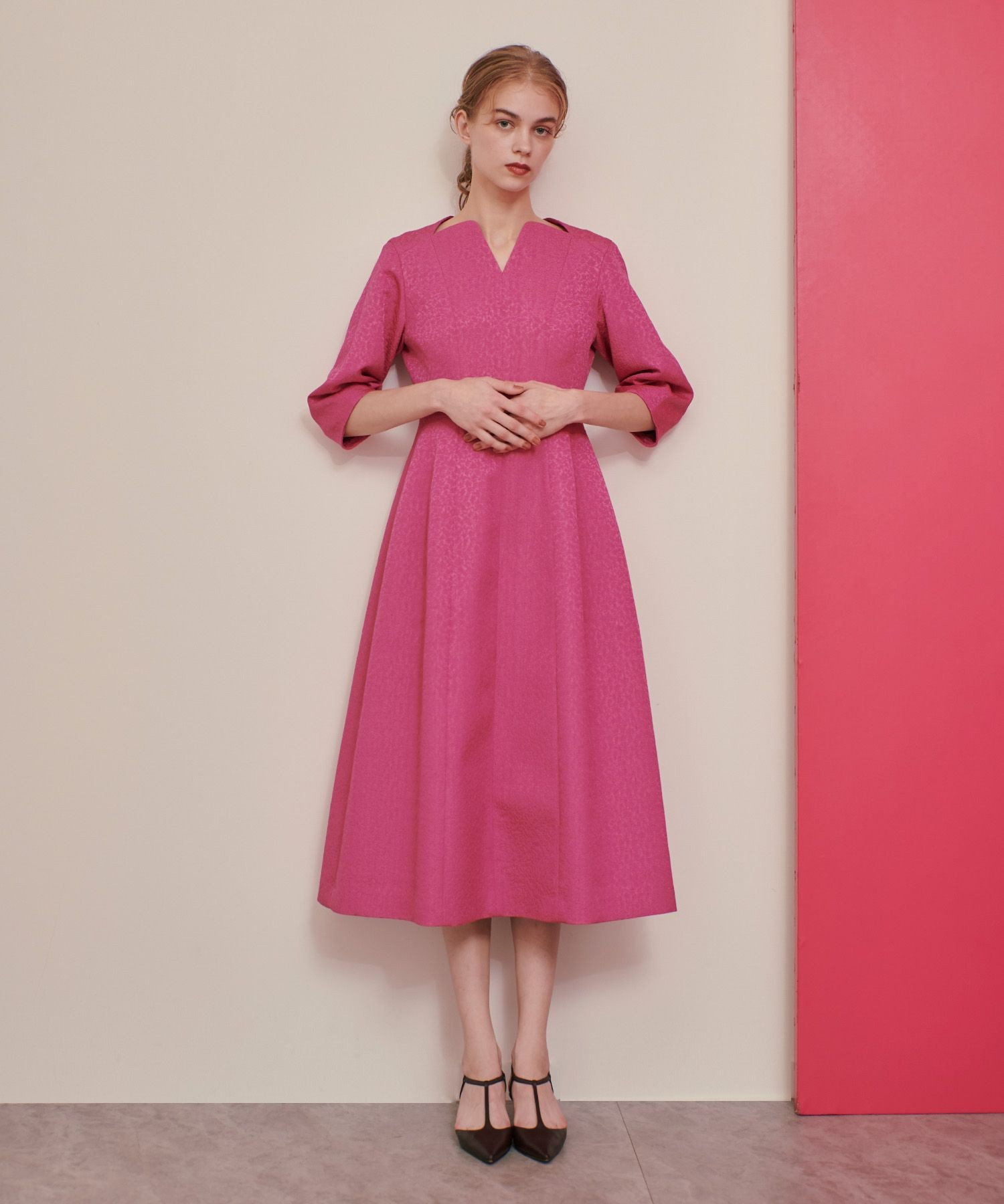 LOULOU WILLOUGHBY】グロッシージャガードワンピース