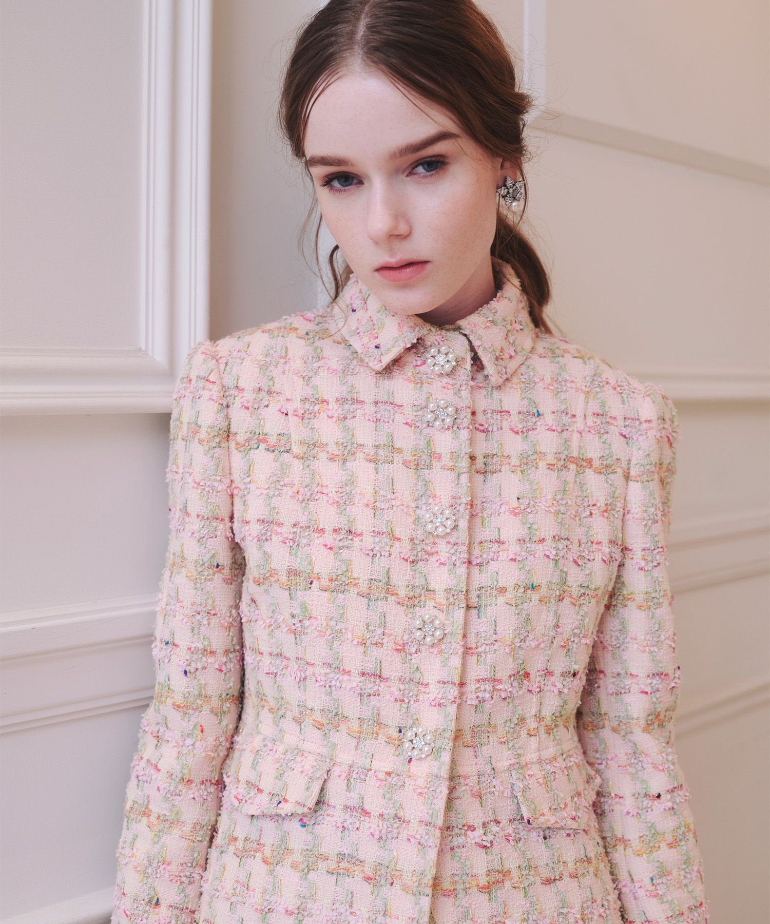 LOULOU WILLOUGHBY】LINTONツイードロングジャケット