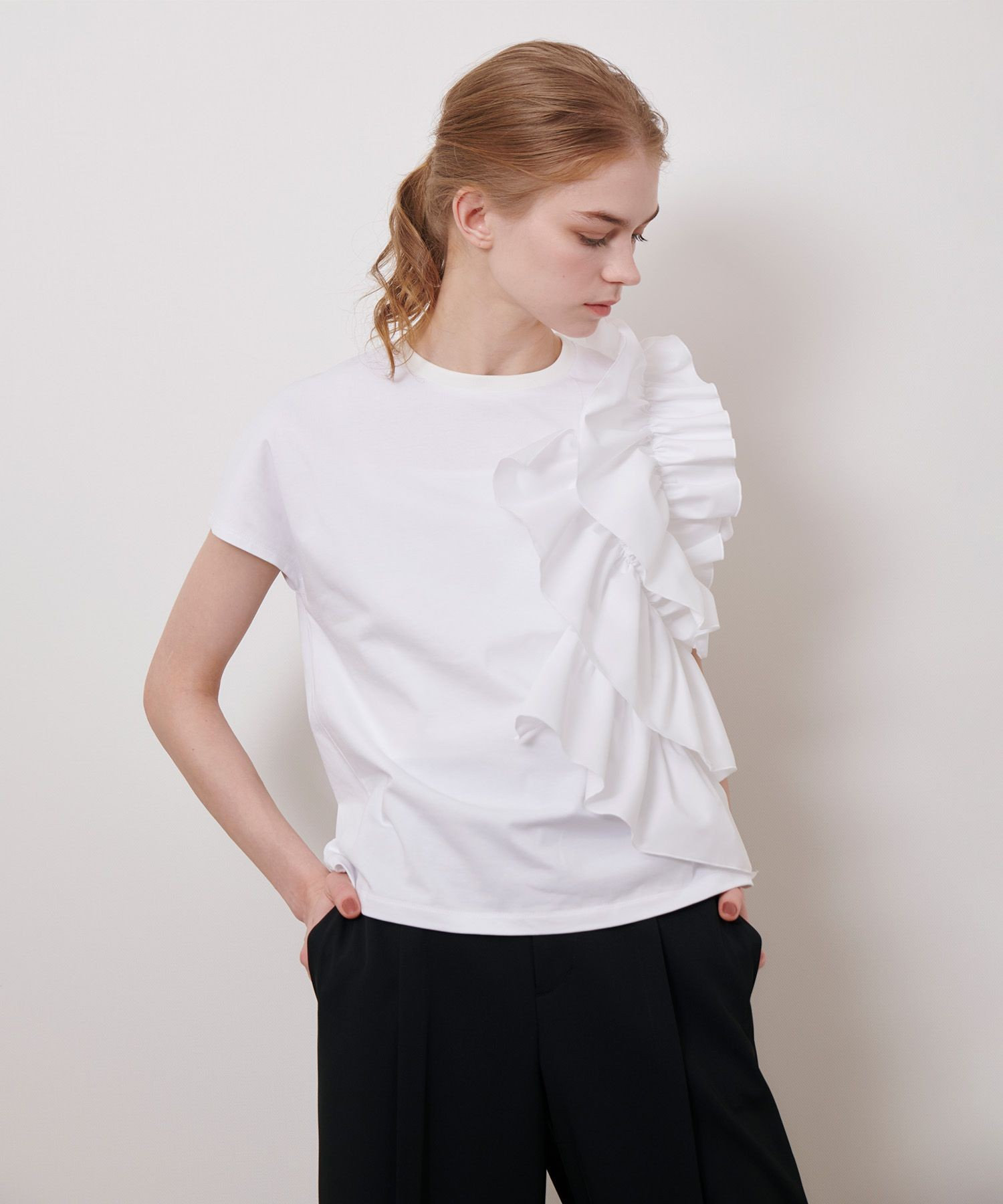 アルアバイルtシャツ LOULOU WILLOUGHBY】ギャザーレイヤーTシャツ|allureville