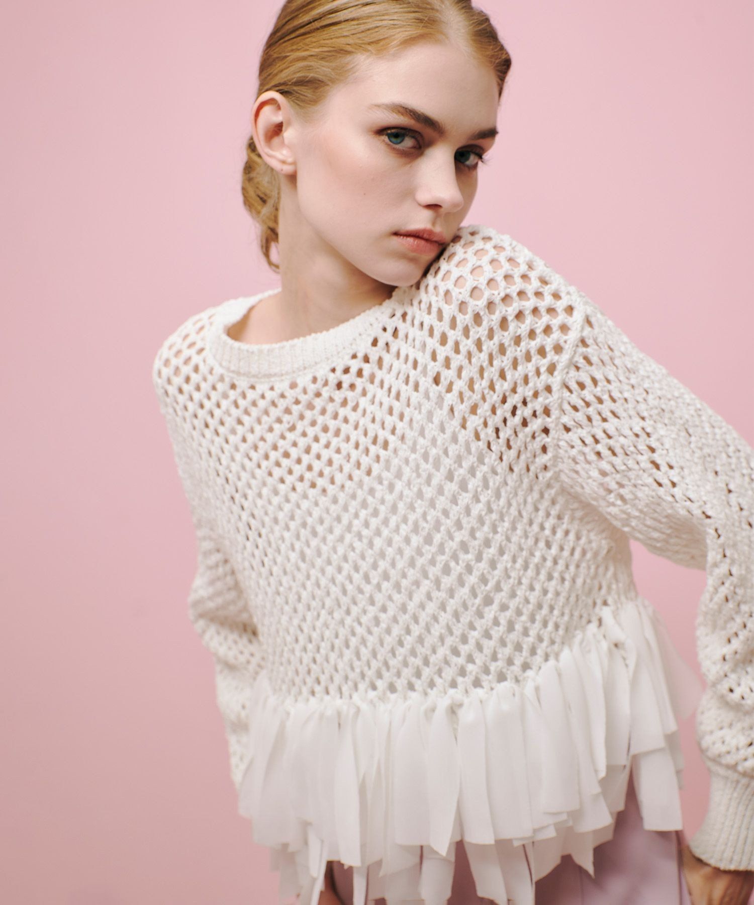 品質が LOULOU WILLOUGHBY】シフォンパピエメッシュプルオーバー トップス